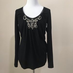 Metal accent blouse